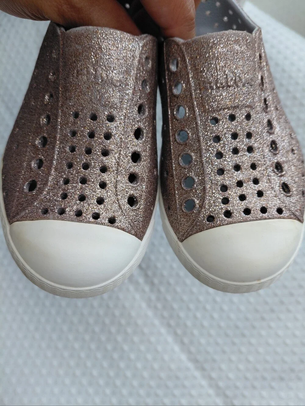 Native Girls Glitter Jefferson Slip-On Shoes in Brown Sz C8